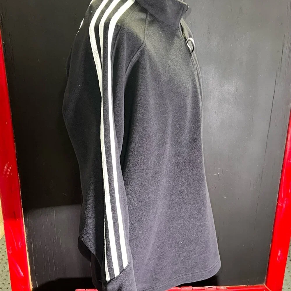 Adidas Men Large Black 1/4 Zip Pullover Fleece‎ Stretch Athletic Long Sleeve (Z)